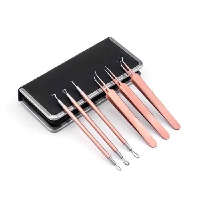 Outil De Suppression Des Points Noirs, Agrafe Et Aiguille Contre L'acné, Tire-comédons Outil, Outils De Beauté-6Pcs