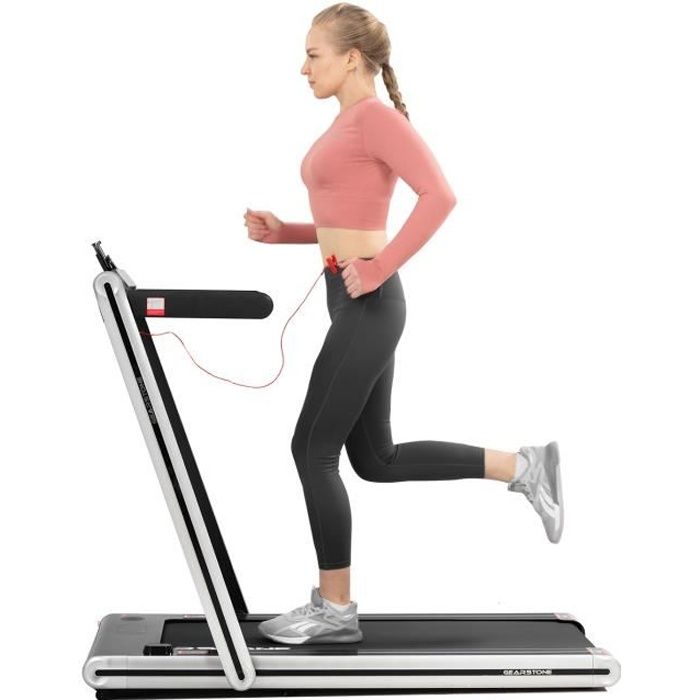 GEARSTONE Tapis de Course Pliant 2 en 1, 1-15km/h, 2 Modes Sportifs, Contrôle Écran Tactile/Télécommande, Bluetooth Intégré