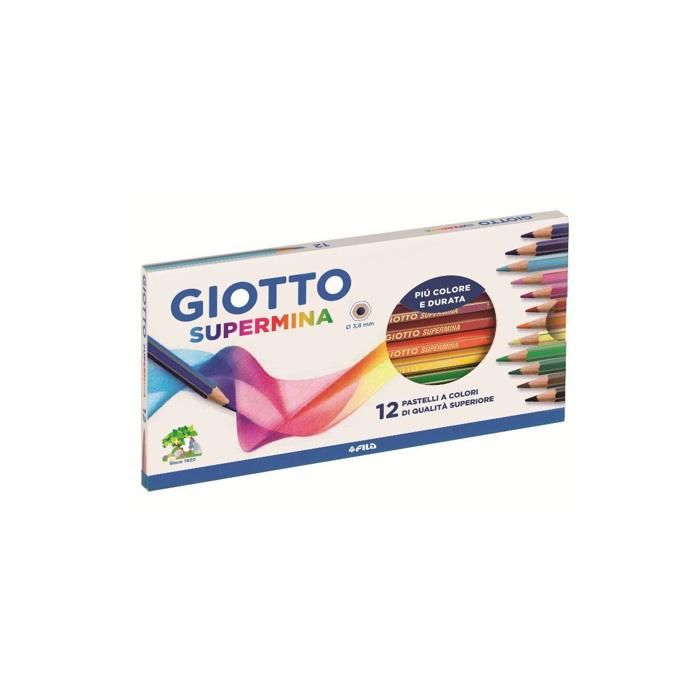 GIOTTO Supermina Crayon de couleur couleurs assorties 3.8 mm extra large pack de 12