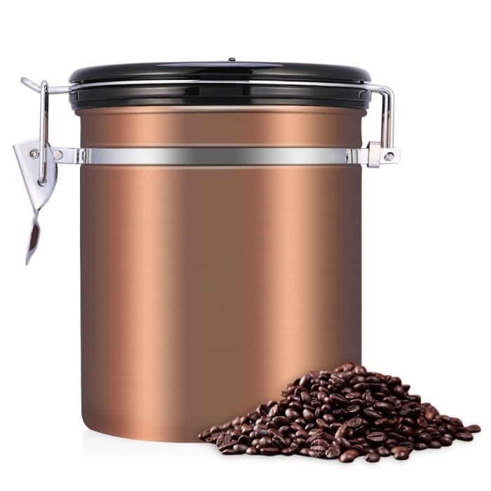 Garosa Conteneur de café La boîte métallique hermétique de stockage de récipient de grains de café d'acier inoxydable de 1.5L