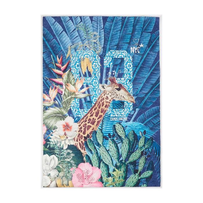 Tapis chambre adolescent JUNGLE CAMPS 80 x 120 cm Bleu