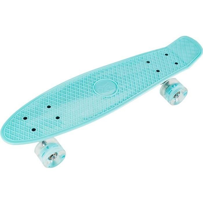 HyperMotion Skateboard Enfants & Ados - Panneau Rétro 56*15cm Roulements ABEC-7 Roues LED Dureté 80A - 100% Caoutchouc Turquoise