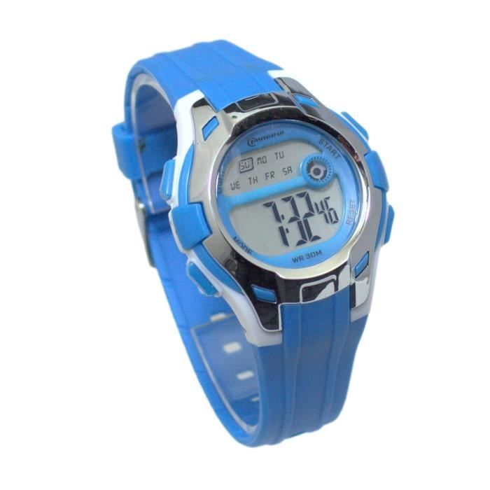 Montre Enfant Bleu quartz digitale sport chrono alarme etanche
