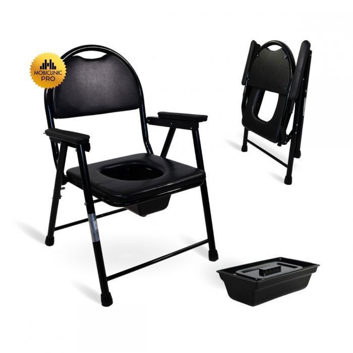 Chaise percée - Pliable - Noir - Acier chromé - Guadalquivir - Mobiclinic