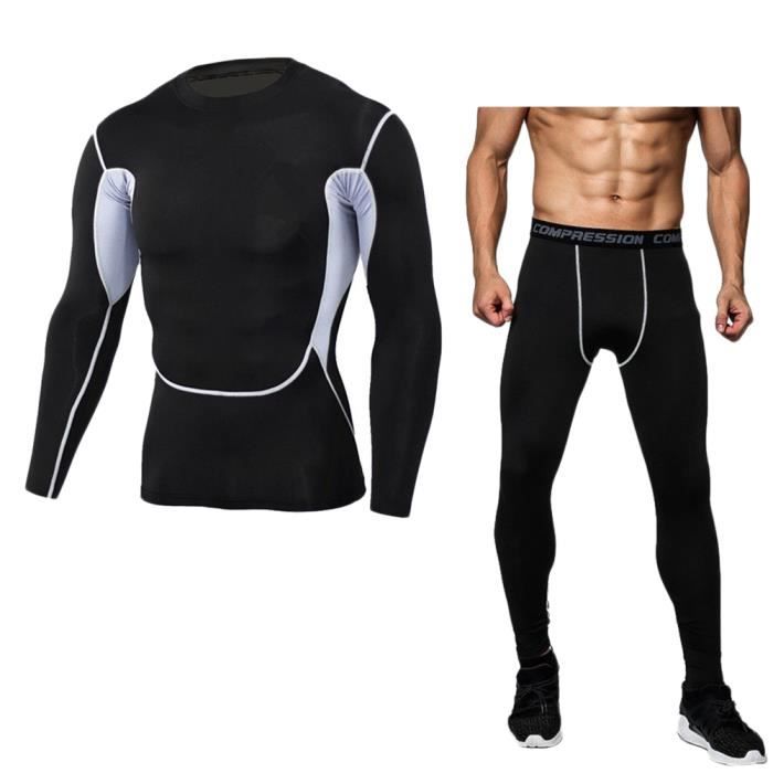 Ensemble Compression Homme Tenue Running Sport De Compression 9 S