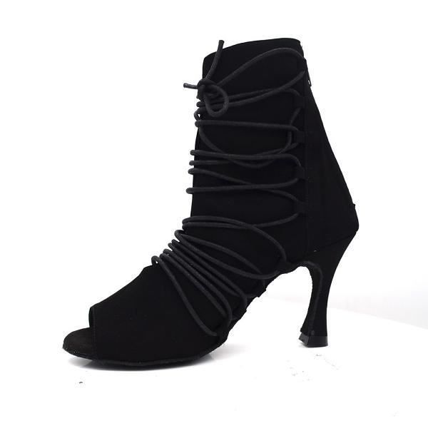 Chaussures de danse,Evkoodance-chaussures de danse pour femmes, chaussures en Nubuck noir à talons hauts de 8.5cm, pour salle de b