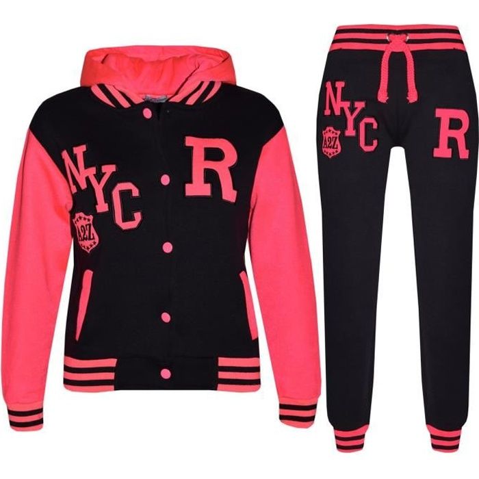 Enfants Filles Garçons unisexe R Fashion Varsity américaine de baseball à capuche Survêtement Haut Bas Set Joggers 2-13 ans