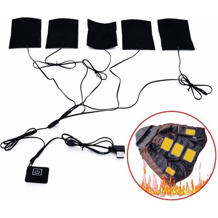 USB 1-for-5 Chauffage électrique thermique Vêtements de Veste chauffante pour Winter Sports de plein air