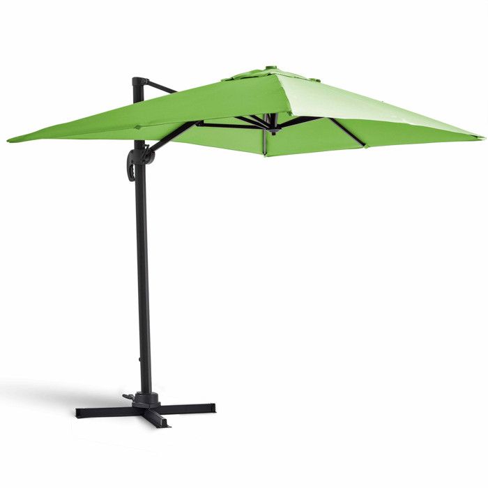 Parasol déporté rotatif, structure en aluminium, 2x3m modèle Amalya Vert