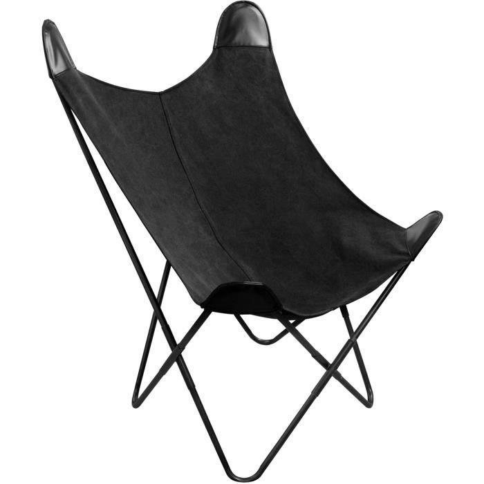 Fauteuil Chaise Siège Papillon En Coton Noir .