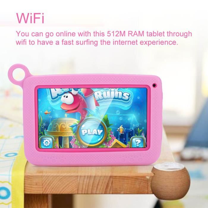 Qiilu Tablette PC pour enfants Éducation précoce Tablette PC WiFi 32 Go Petite carte mémoire 7 pouces Tablette d'apprentissage