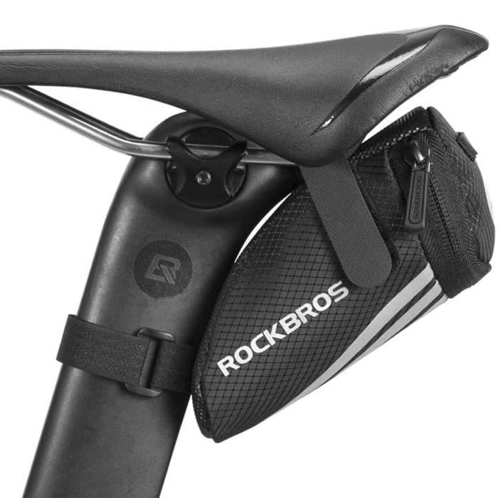 ROCKBROS Sacoche de Selle Vélo Arrière Mini Sac de Queue VTT BMX 0,5L Paquet Léger sous Siège Bandes Réfléchissantes Noir