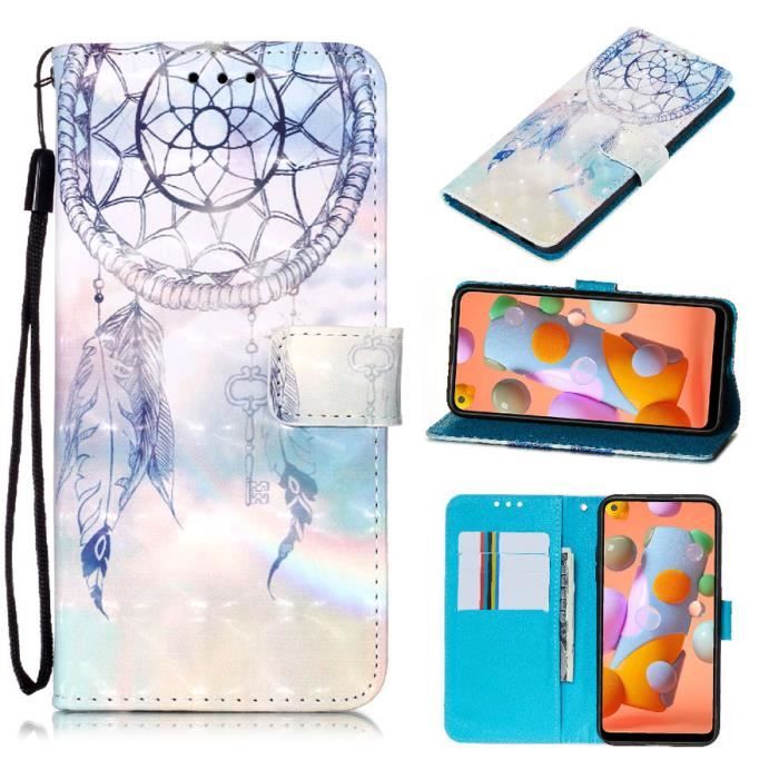 2 Verre Trempé+Étui iPhone 12 Pro Max, Attrape-rêves Cuir Motif 3D Housse Protection Portefeuille Dragonne