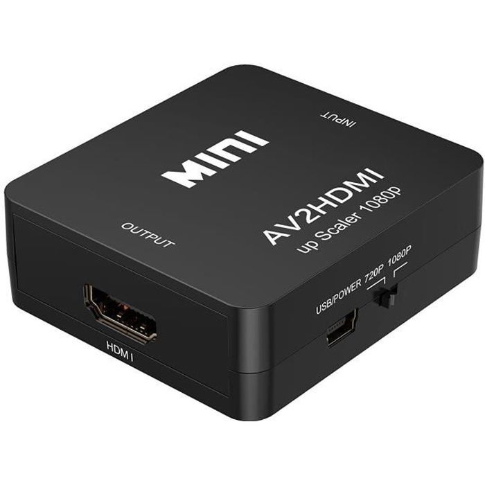 RCA vers HDMI, 1080P Mini RCA Composite CVBS AV vers HDMI Video vers Audio Adaptateur Convertisseur Soutien PAL / NTSC et USB Cable