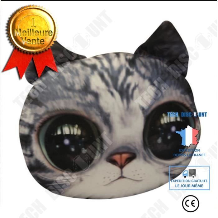 TD® Drôle 3D Cat Imprimer Coussin Coussin créatif mignon poupée en peluche cadeau Home Tapis de chat souple Couleur: chaton gris