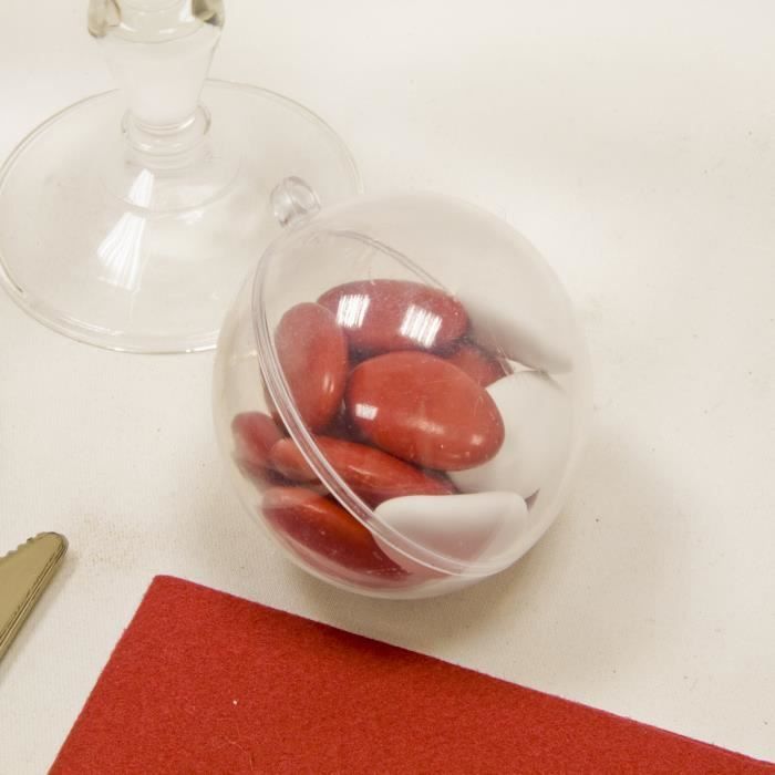 Lot de 2 boules transparentes en plastique - Dim : 6 cm