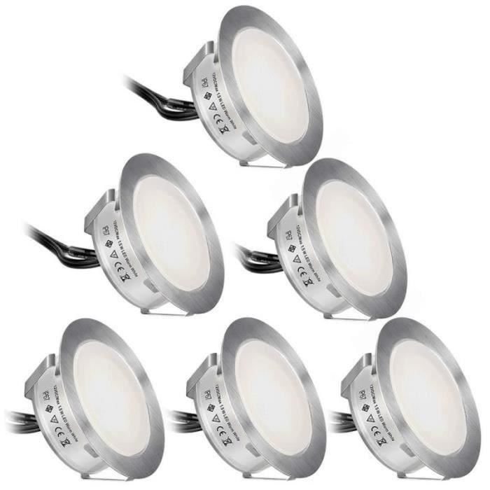 CM35894- 6 Pcs Spots LED Encastrable Extérieur Etanche IP67 Spots à Encastrer pour Terrasse Bois Plafond, 0,6W DC12V Blanc Froid