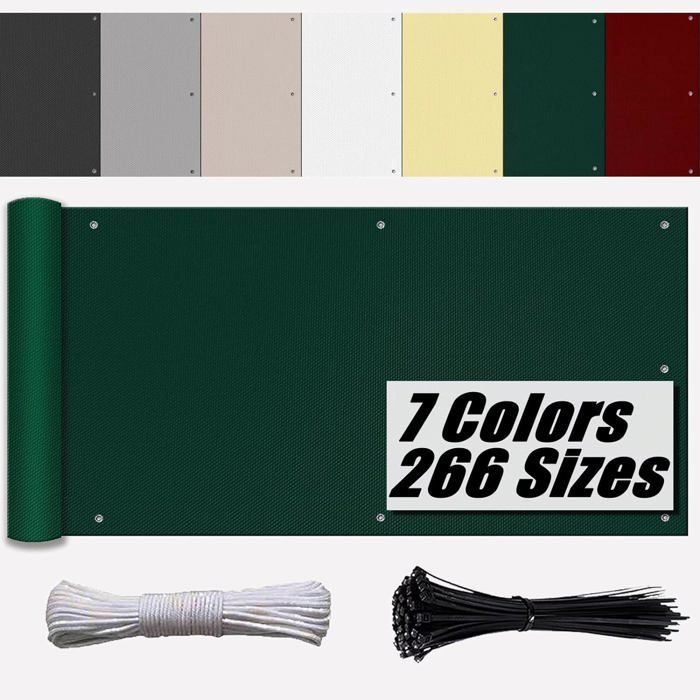 Brise-vue Balcon Imperméable - Tissu Oxford, Protection UV 95%, 0.7x6m, Vert Foncé, Pour Terrasse/jardin