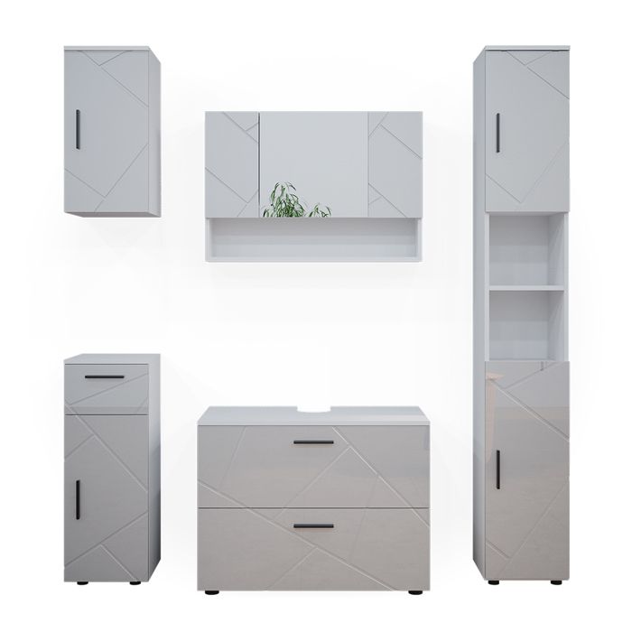 Vicco Ensemble de meubles de salle de bain Vert 4 pièces, Irma | Vert/force de l'or Chêne