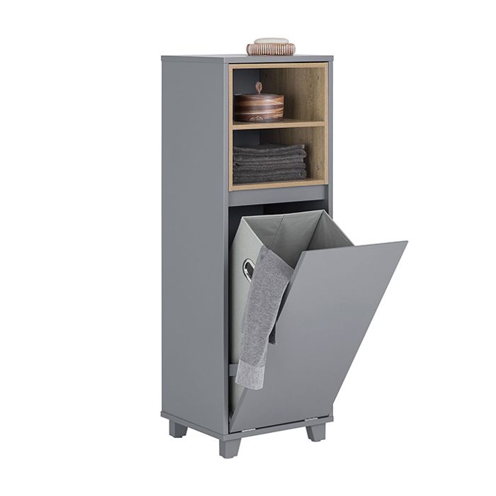 Meuble Bas de Salle de Bain BZR146-DG SoBuy - avec 1 Panier à Linge - Gris - 35x30x105cm