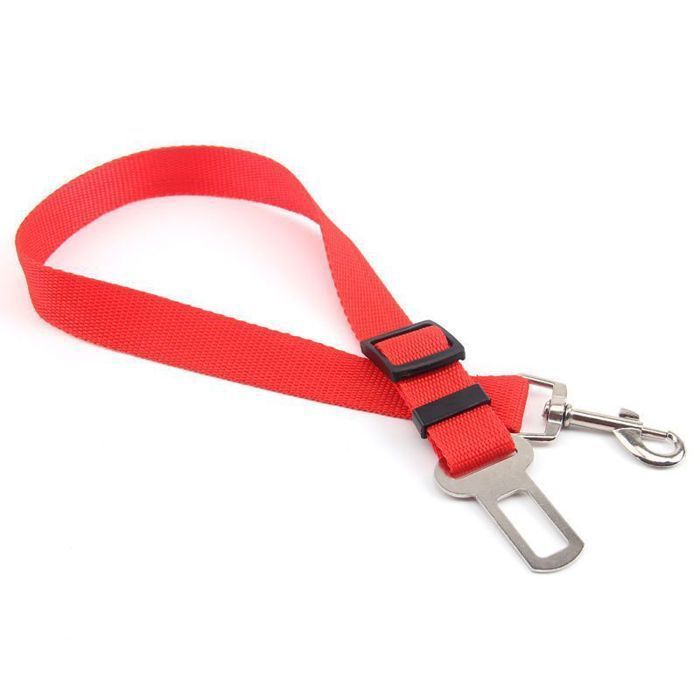Laisse Ceinture de Sécurité pour Chien/Chat/Harnais Animaux de Compagnie pour Les sièges de Voiture- Rouge
