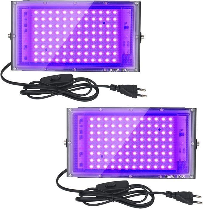 Meilleurs prix pour Lot de 2 projecteurs LED UV 100 W, lumière noire IP65, étanche, haute performance, pour aquarium, fête, scène