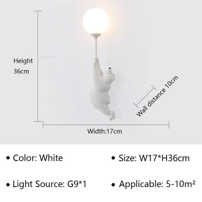 Applique murale LED moderne pour chambre denfant salon One-handed white bear (right hand) monochrome warm light/mcj