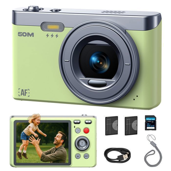 Appareil Photo Numérique Compact Caméra vidéo 4K 64MP - 24 écran LCD - Zoom 18X - Appareil Photo pour enfant adolescent