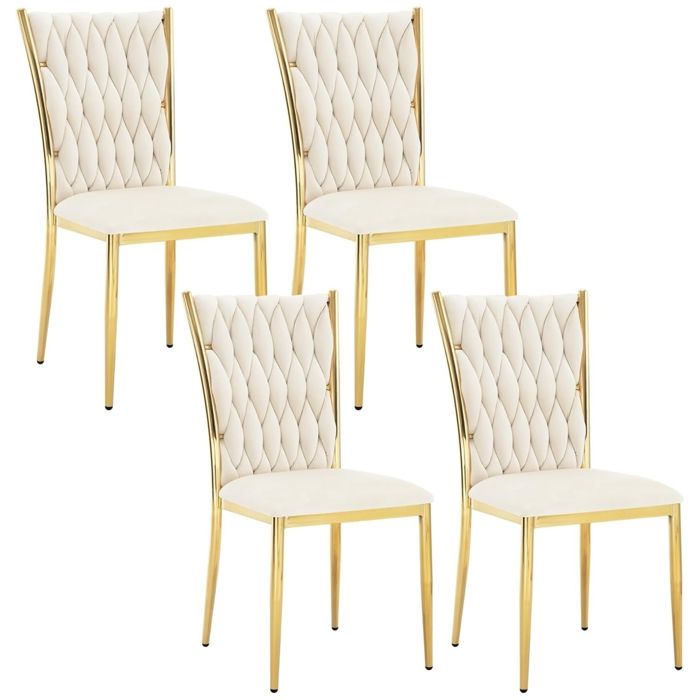 Chaise Salle à Manger WOLTU Lot de 4 Chaise Cuisine en Velours Dossier Haut Tissé Design Pieds Métalliques Beige Chaise Salle à Manger WOLTU Lot de 4 Chaise Cuisine en Velours Dossier Haut Tissé Design Pieds Métalliques Beige