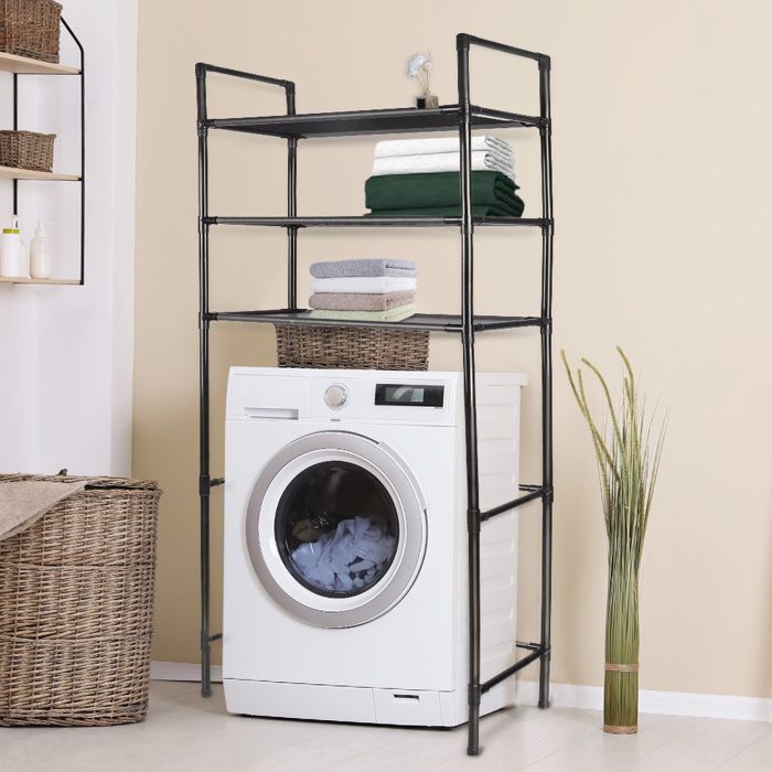 SUPFINE Étagère de rangement à 3 étages au-dessus de la machine à laver multifonction Colonne WC 72 x 25 x 155cm