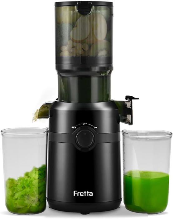 Extracteur De Jus Lent 2L - Ouverture XXL 13,5 Cm - Slow Juicer Noir 250W Pressage à Froid Facile à Nettoyer
