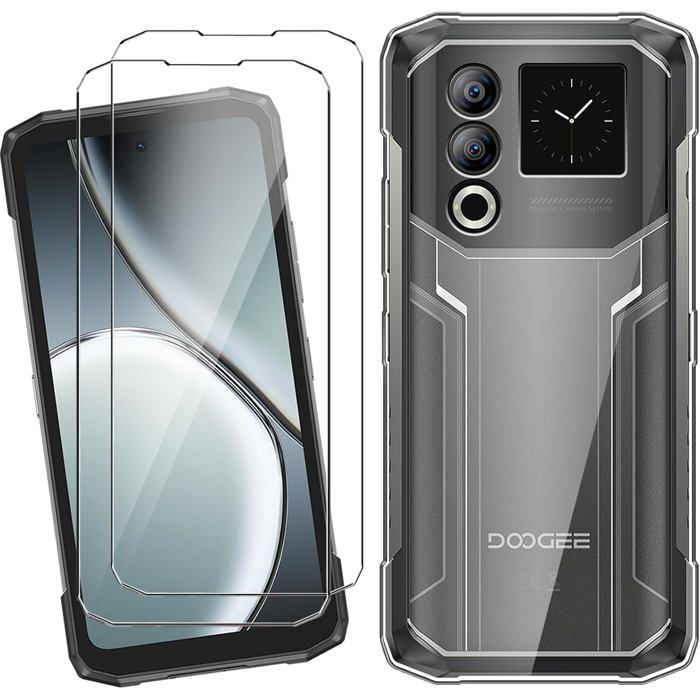 Custodia Per Doogee Blade20 Play Con Supporto Anello 360° + 2 Vetri Temperati – Copertura Trasparente