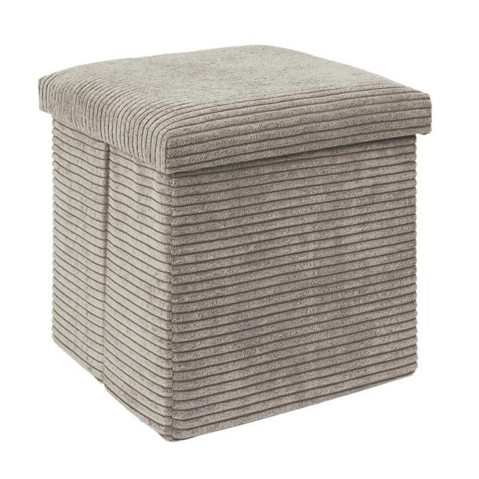 Pouf Coffre Pliable Côtelé Taupe 38x38 cm - AMORY