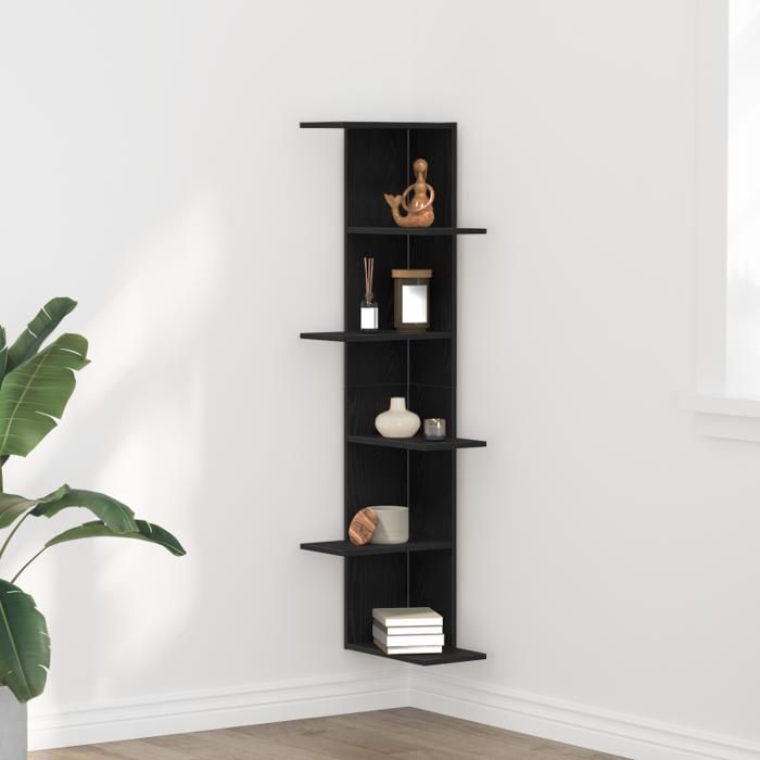 Étagère dangle - Chêne Noir - 365x365x140 cm - Bois massif - Style contemporain
