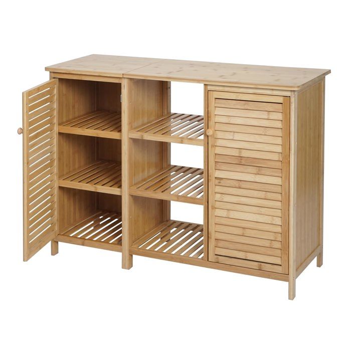 Armoire de salle de bain MCW-B18 2 portes Bambou 87x99x33cm