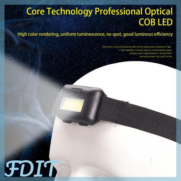 GOTOTOP lampe de poche Lampe frontale COB LED très brillante bandeau Ultra léger pour coureurs Camping sport materiel Noir