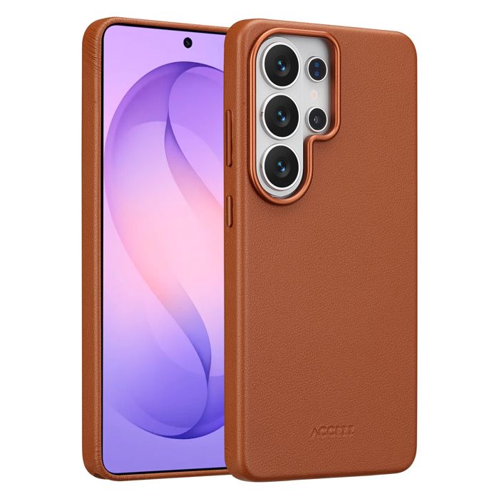 Coque adapté à Samsung Galaxy S26 Ultra - Accezz Coque arrière en cuir avec MagSafe - Sienna Brown