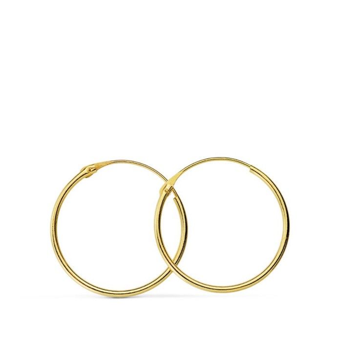 Boucles doreilles créoles en or 18 carats tubes creux 16 mm. [AB4668]