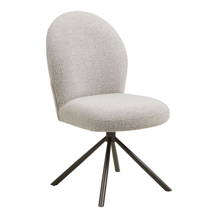Lana - Chaise de salle à manger pivotante en bouclé sable avec pieds gris 50x63x91 cm - Réf. VK8681847497035