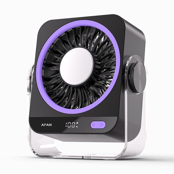 Ventilateur de bureau - REXON - Portable 5000mAh - 5 vitesses - Rechargeable Type-C - Noir