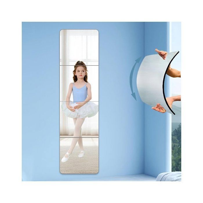 Miroir mural -Miroir acrylique autocollant - Incassable - Miroir mural très transparent (lot de 4 - Chaque miroir mesure 30 × 30 cm)