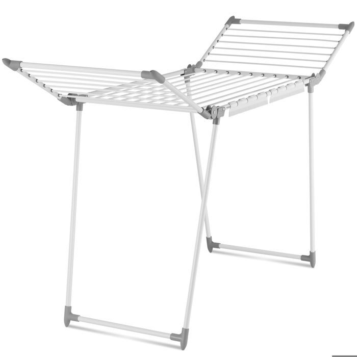 Étendoir - TECTAKE - Tancarville LIFE pliable et pieds antidérapants ailes latérales hautes et larges 176 x 60 x 104 cm - Blanc