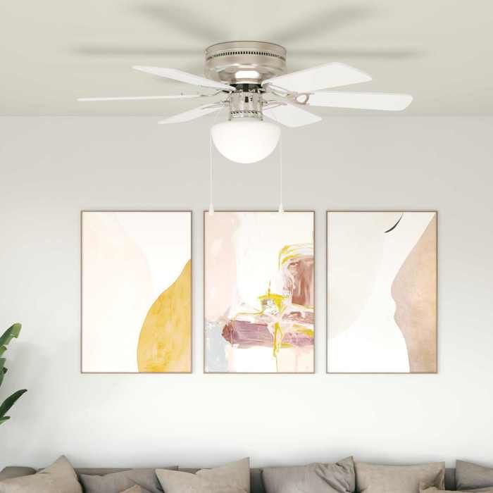 vidaXL Ventilateur de plafond avec lumière Ø 82 cm Blanc - Design moderne - FR115