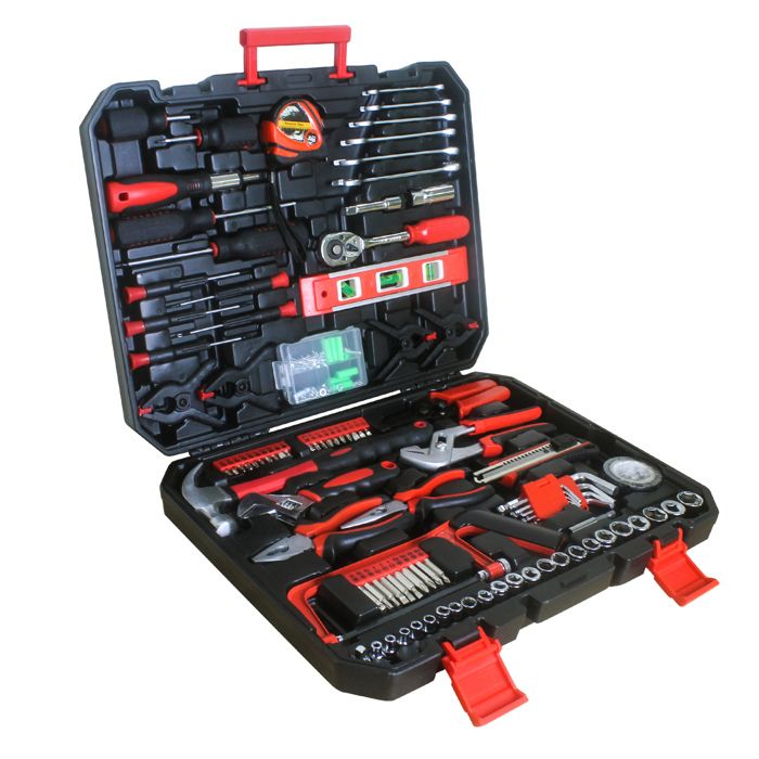 Valise a outils 238 pieces avec outils inclus verrouillable et portable en Acier au carbone Noir et rouge 455 × 355 × 89 cm
