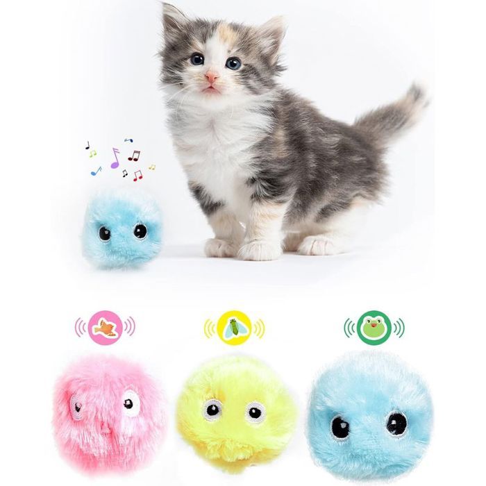 Balle Jouet Chat Interactif - 3PCS Balle Intelligente - Interactif Réaliste Jouet de Balle avec 3 Sons