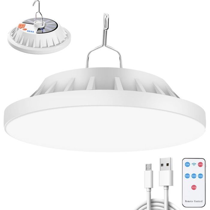 Lampe torche - Lanterne de camping solaire 120LED - Rechargeable avec télécommande USB lanterne de tente 5 modes IPX7 étanche