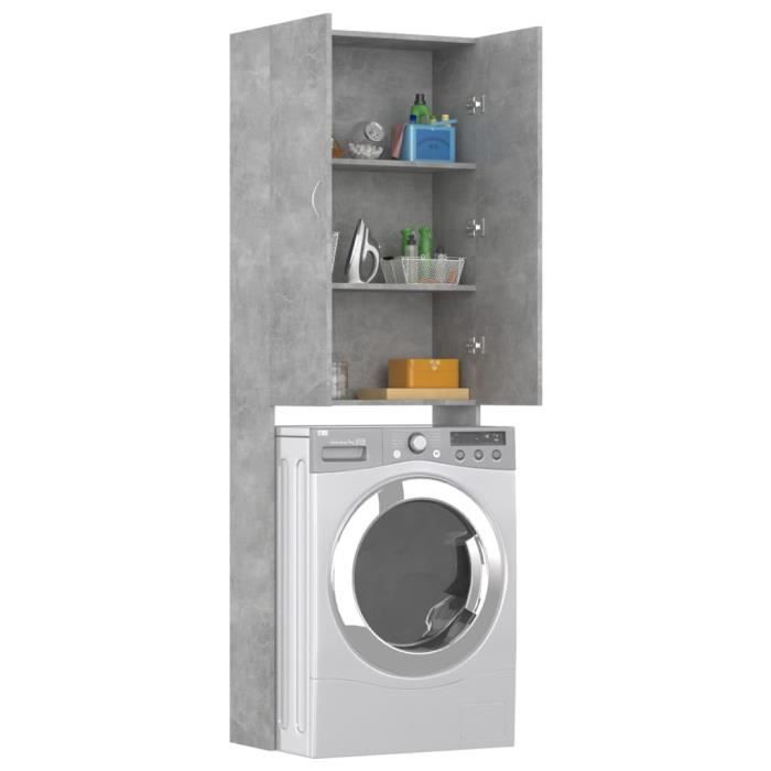 AKOZON Meuble pour machine à laver Gris béton 64x255x190 cm - AKO7867917011719