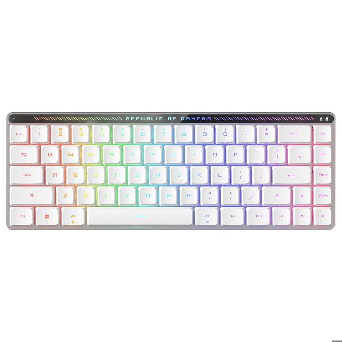 ASUS ROG Falchion RX Low Profile (Blanc) - Clavier gaming avec ou sans fil - USB/Bluetooth/RF 2.4 GHz - format ultra-compact 60% - i