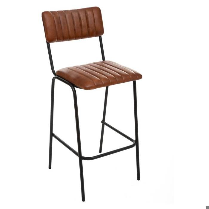 Chaise de bar Dario cuir marron cognac - Atmosphera Créateur dintérieur