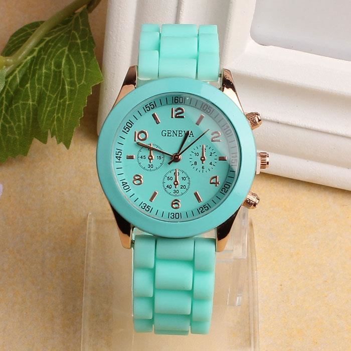 Rubber Jelly GENEVA Unisexe Silicone Gel Quartz Sport analogique montre bracelet femme bleu Cdiscount Bijouterie